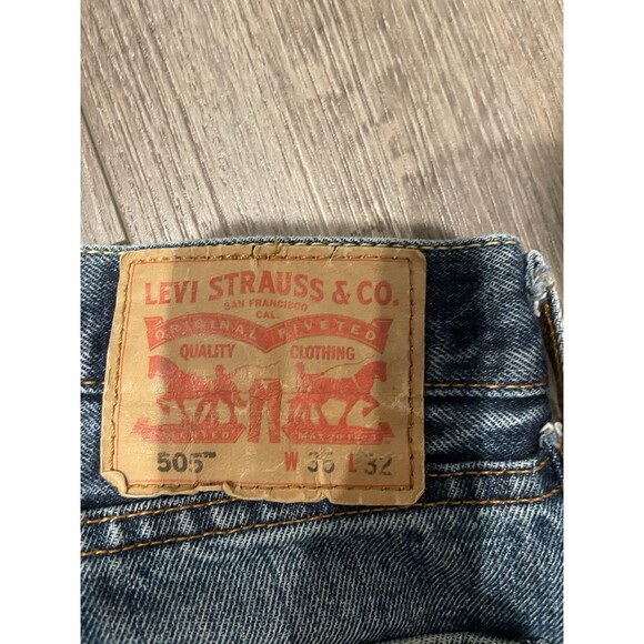 Levi's 505 Jeans Mens 36x32 Blue Regular Fit Straight Denim - Picture 4 of 5